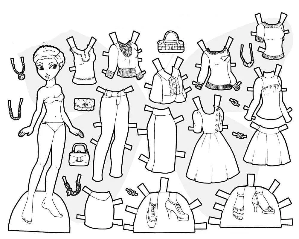 Paper Doll Coloring Pages 46