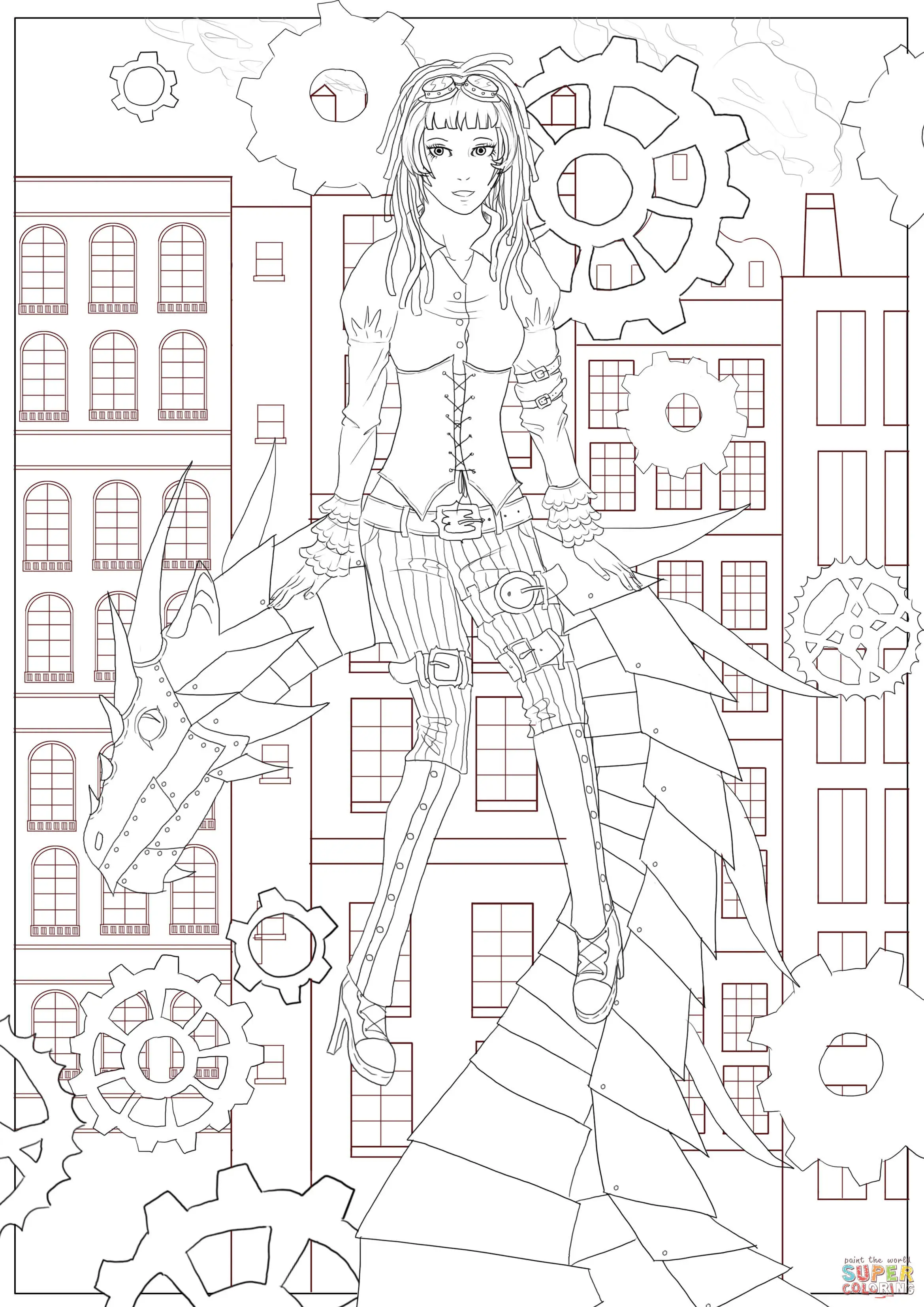 Steampunk coloring pages 43