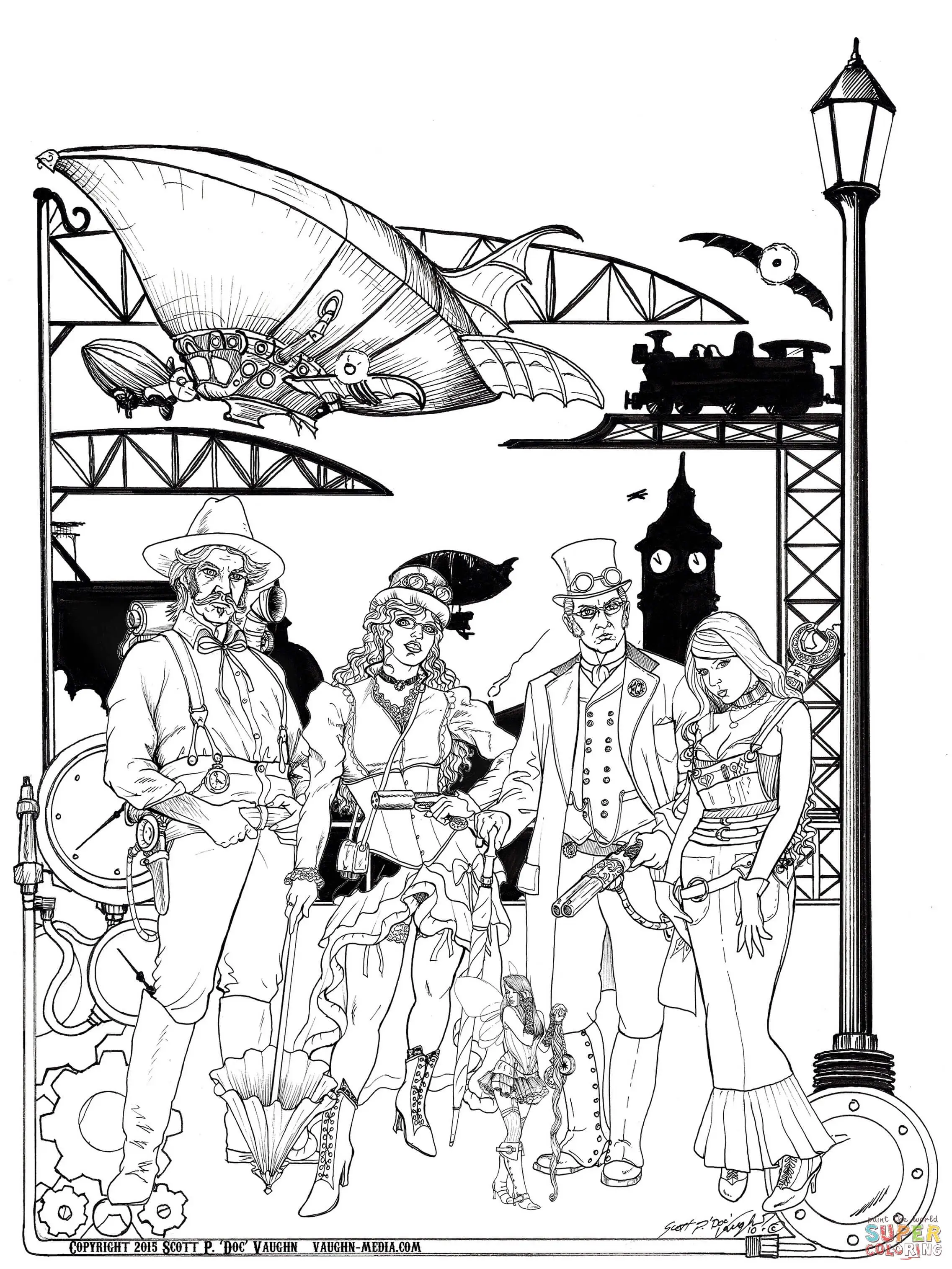 Steampunk coloring pages 45