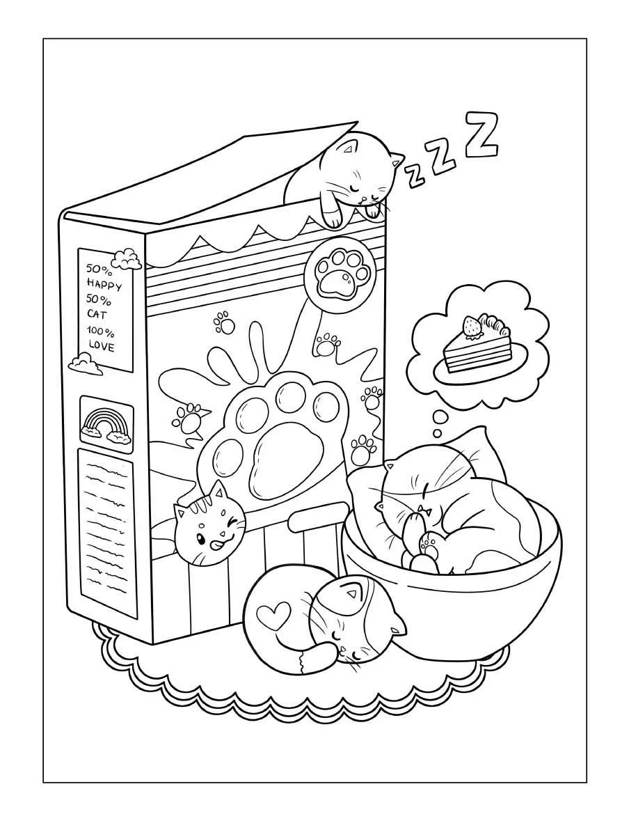 Tiny Cats Coloring Pages 16