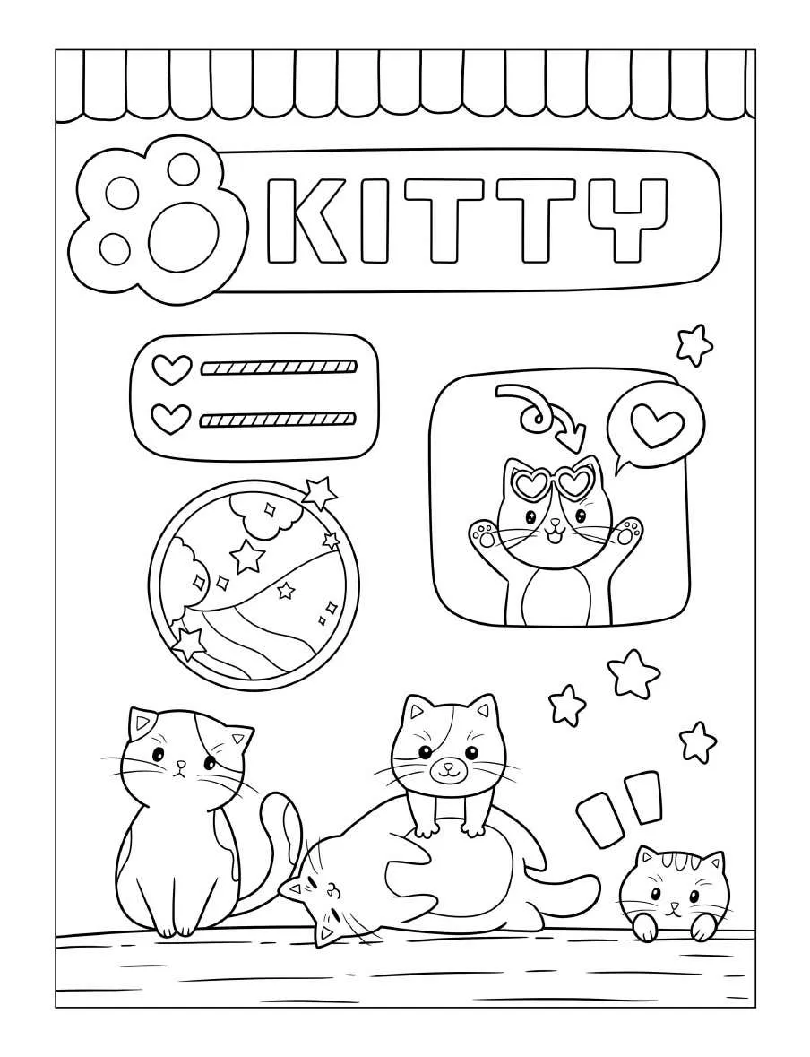 Tiny Cats Coloring Pages 18