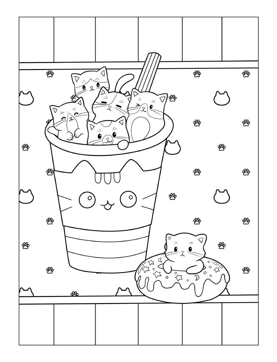 Tiny Cats Coloring Pages 19