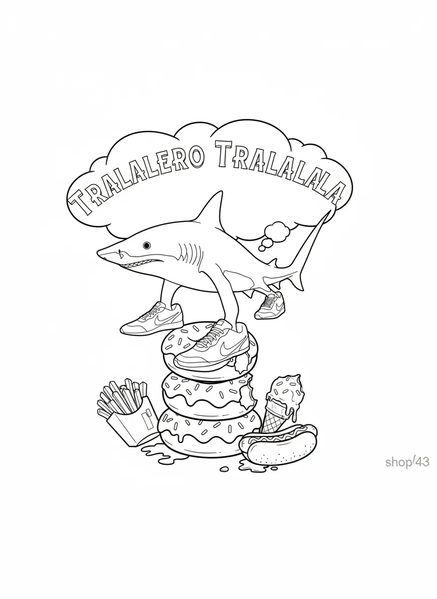 Tralalero Tralala Ausmalbilder 14