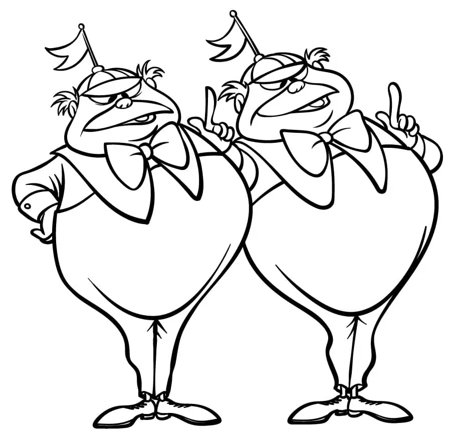 Tweedledum Y Tweedledee Para Colorear 7